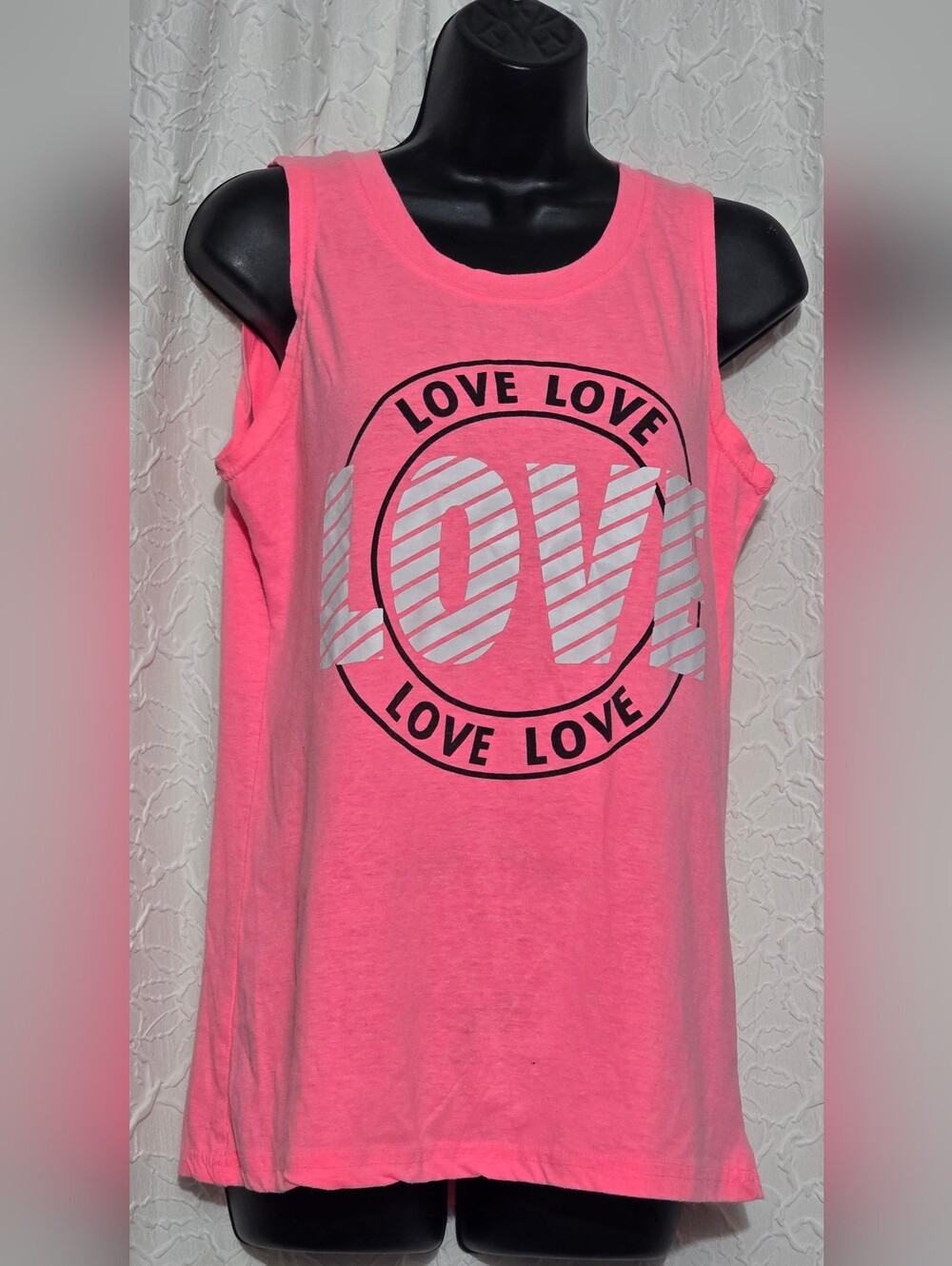 VTG women Bobbie Brooks Pink Coral Graphic Love Tank Top summer Size M